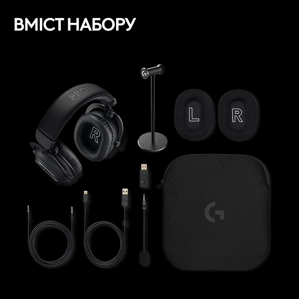 Фото - Гарнітура бездротова ігрова Logitech G PRO X 2 LightSpeed Wireless Black + Stand (991-000550)