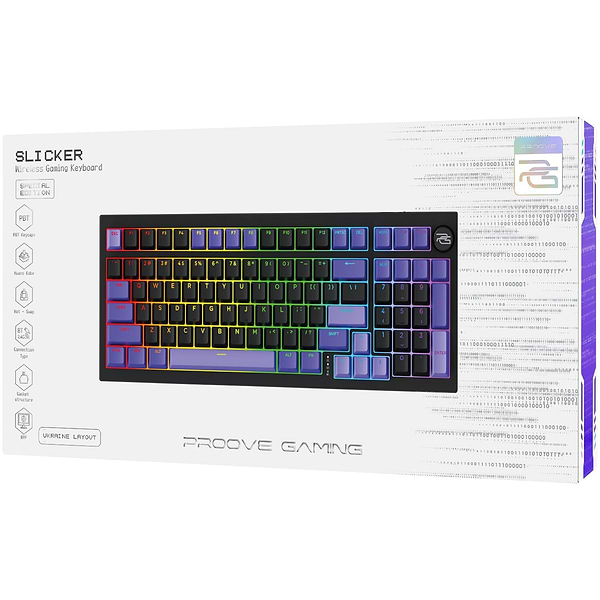 Фото - Клавіатура бездротова ігрова Proove Gaming Slicker Special Edition (Ukraine Layout) black/purple (WKSLSE022401)