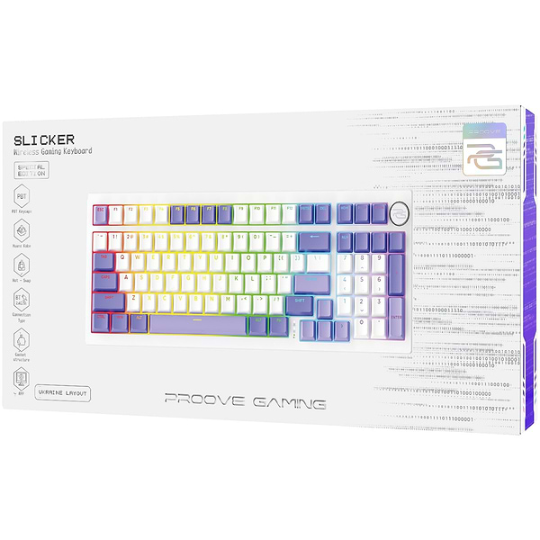 Фото - Клавіатура бездротова ігрова Proove Gaming Slicker Special Edition (Ukraine Layout) white/purple (WKSLSE022416)
