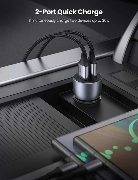 Фото - Автомобильное зарядное устройство UGREEN CD213 36W 2xUSB QC 3.0 3A Car Charger Dark Blue (10144)