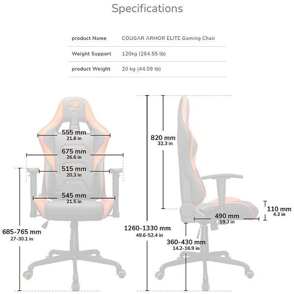 Фото - Крісло для геймерів Cougar Armor ELITE Black/Orange