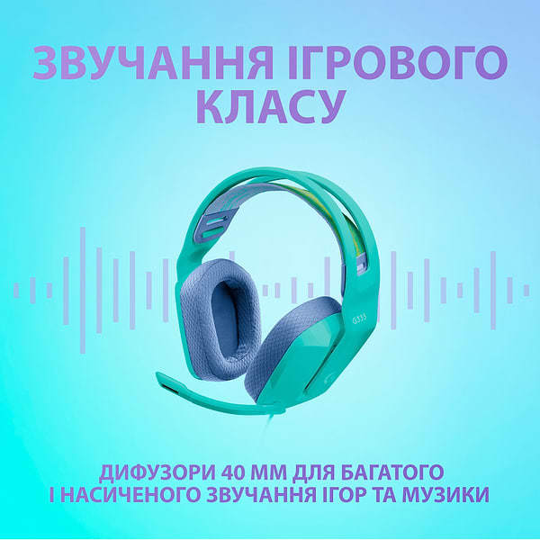 Фото - Гарнітура дротова ігрова Logitech G335 Wired Gaming Headset Mint (981-001024)
