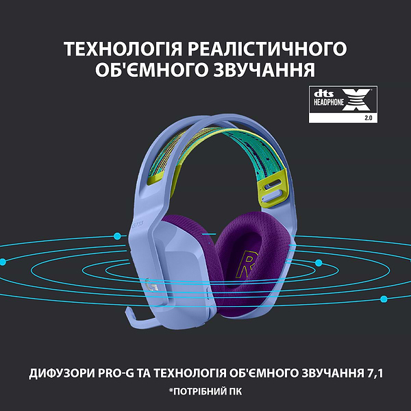 Фото - Гарнитура беспроводная игровая Logitech G733 Lightspeed Lilac (981-000890)