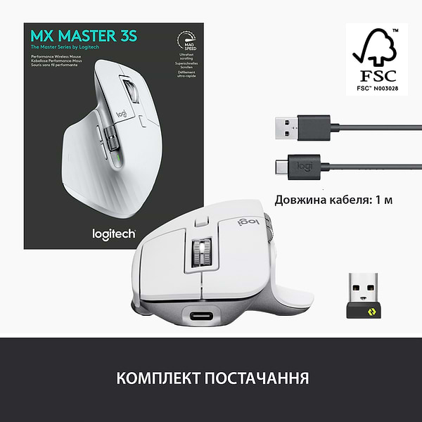 Фото - Миша бездротова Logitech MX Master 3S Performance Pale Grey (910-006560)
