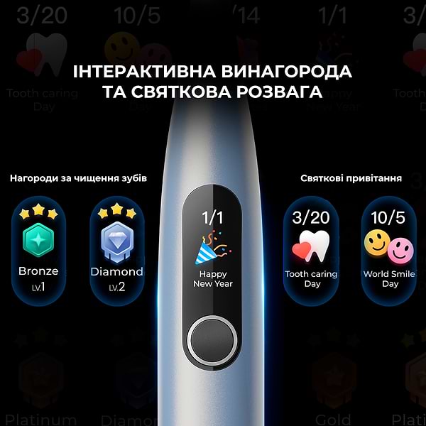 Фото - Уценка - Зубная щетка электрическая Oclean X Pro Digital Electric Toothbrush Glamour Silver (6970810552560)