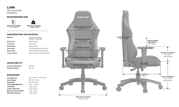 Фото - Кресло для геймеров Anda Seat Luna Size L Black PVC (AD18-44-B-PV/C)