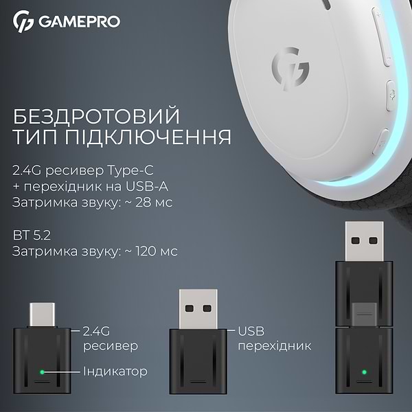 Фото - Гарнітура бездротова ігрова GamePro Asgard Bragi (HSW250W)
