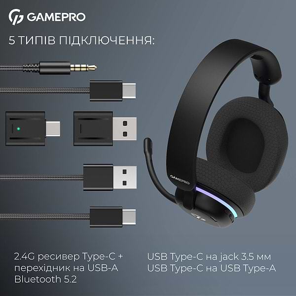Фото - Гарнітура бездротова ігрова GamePro Asgard Bragi (HSW250B)