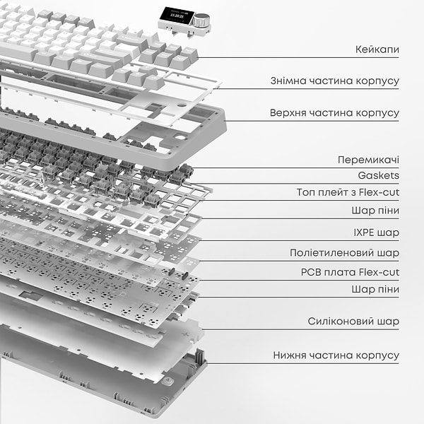 Фото - Клавіатура бездротова ігрова Ajazz AK870 Jasmine Switch (AK870-JS-YWG)