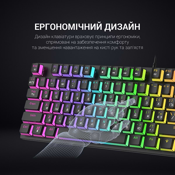 Фото - Клавіатура дротова ігрова GamePro MK80R Red