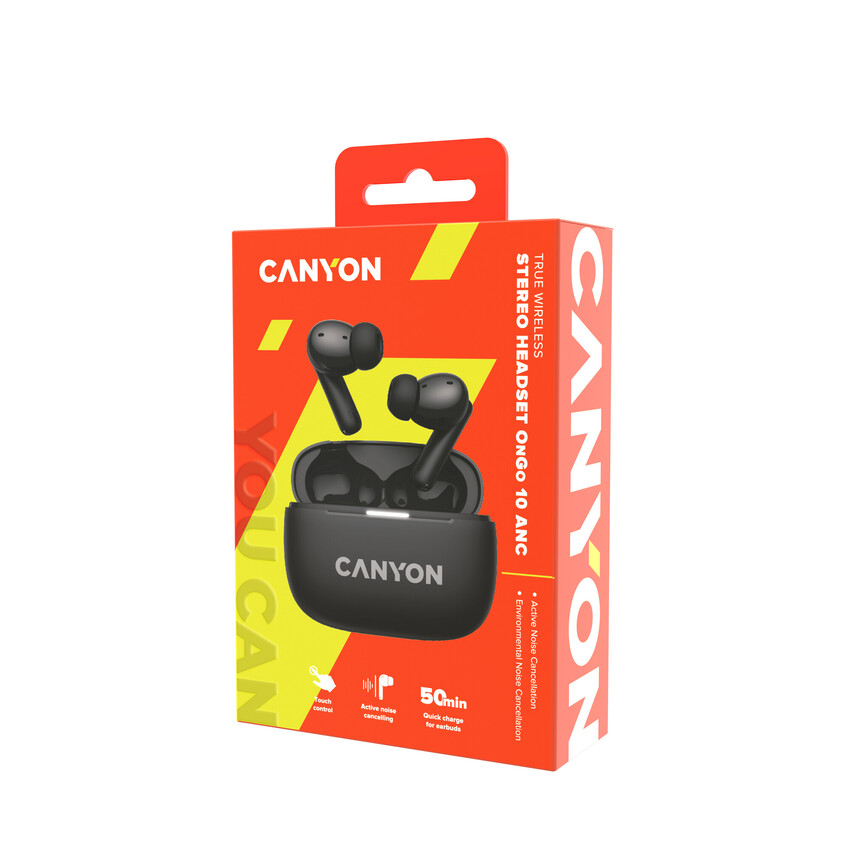 Фото - Наушники вкладыши беспроводные TWS Canyon OnGo TWS-10 ANC ENC Deep Black (CNS-TWS10B)