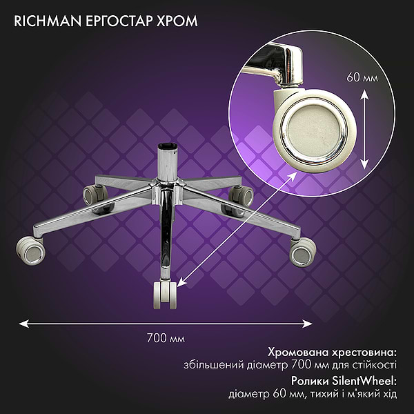 Фото - Крісло для геймерів Richman Ергостар Хром Synchro Сітка Сіра