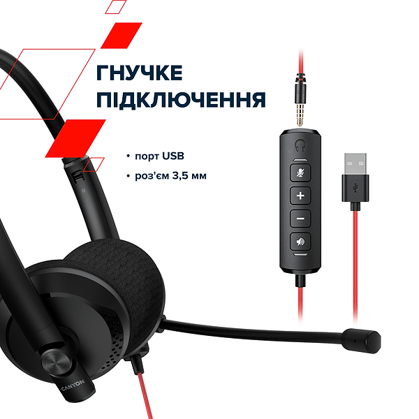 Фото - Гарнитура проводная Canyon HS-07 Black (CNS-HS07B)