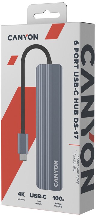Фото - Хаб USB Canyon 6 port 4k USB-C Hub DS-17 (CNS-TDS17)
