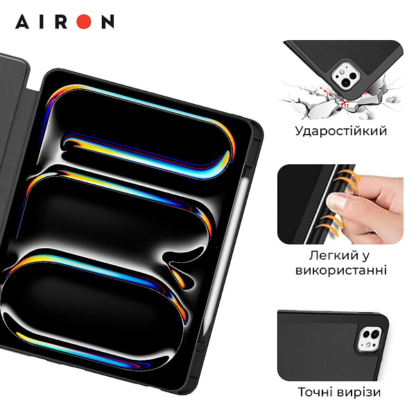 Фото - Чохол для планшету AIRON Premium SOFT for Apple iPad Pro 11 2024 із зах. плівкою та серветкою Black (4822352781128)