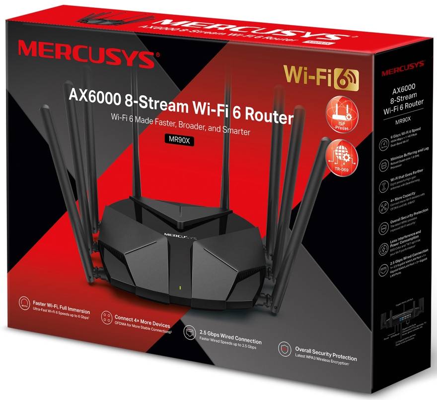 Фото - Маршрутизатор интернет WiFi6 Mercusys MR90X