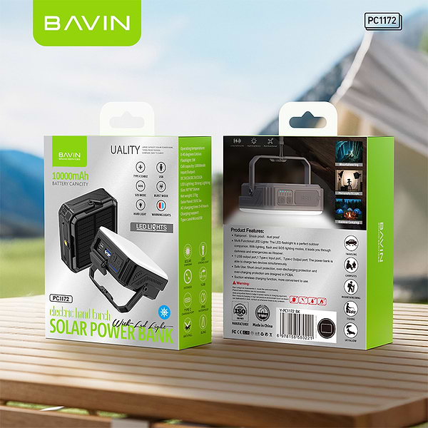 Фото - Батарея мобильная Bavin PC1172 10000 mAh SOLAR Led Lights White (Y-PC1172 WH)