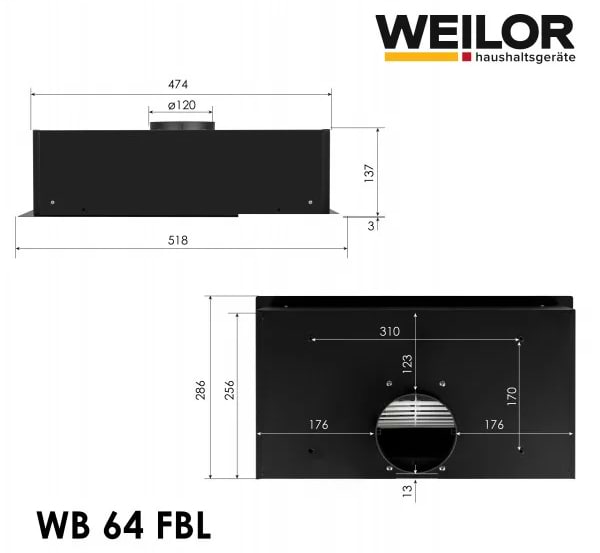 Фото - Вытяжка встраиваемая Weilor WB 64 FBL