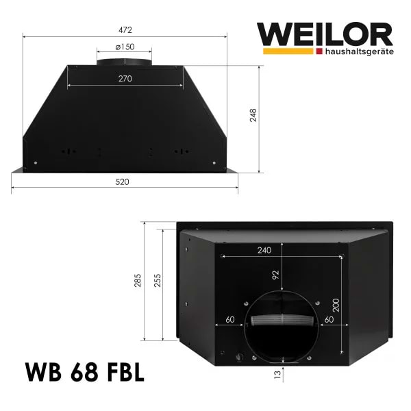 Фото - Вытяжка встраиваемая Weilor WB 68 FBL