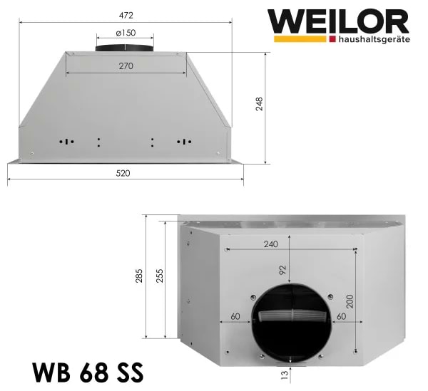 Фото - Витяжка вбудована Weilor WB 68 SS