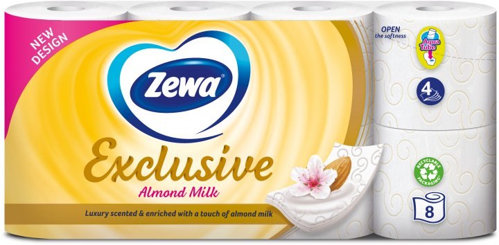 Туалетний папір Zewa Exclusive Almond Milk 8 4 слоя (7322540837933)