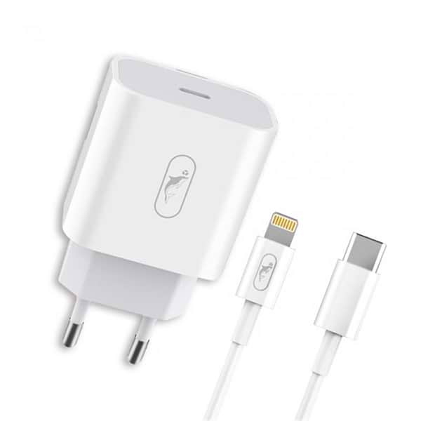 Фото - Сетевое зарядное устройство SkyDolphin SC18EL PD2.0 1USB-С, 3A White+кабель Lightning (MZP-000156)