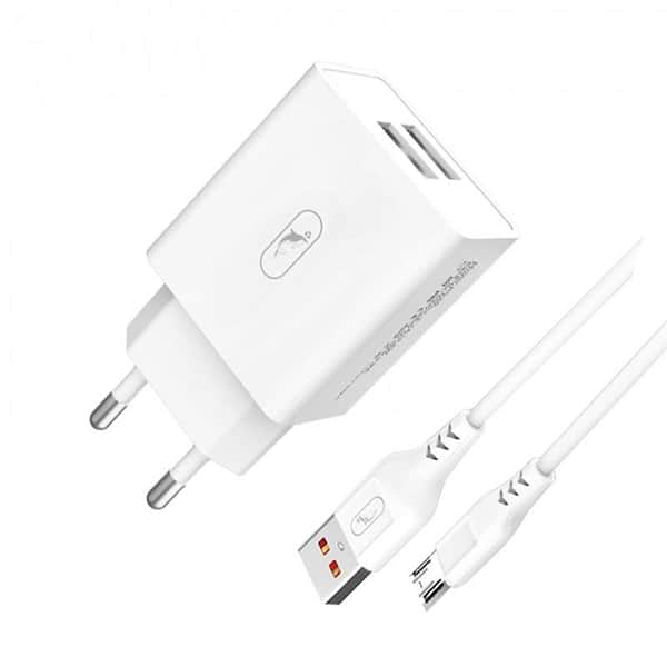Фото - Сетевое зарядное устройство SkyDolphin SC30V (2USB, 2.1A) White (MZP-000114)+кабель microUSB