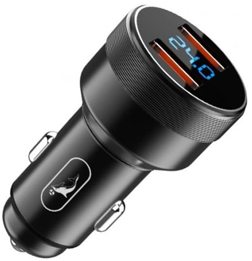 Автомобільний зарядний пристрій SkyDolphin SZ05 Aluminium Double QC3.0 (2USB, 3.1A) Black (AZP-000084) - Фото 1