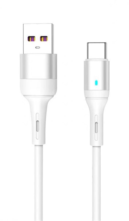 Кабель синхронізації даних SkyDolphin S06T LED Smart Power USB-Type-C 1m White (USB-000556)
