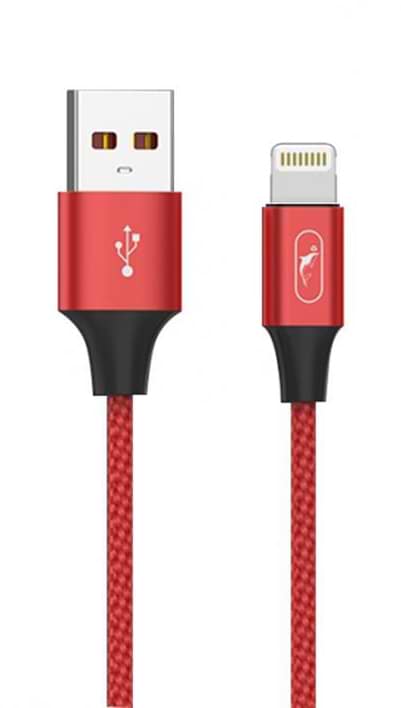 Кабель синхронізації даних SkyDolphin S55L Neylon USB - Lightning 1m Red (USB-000435)