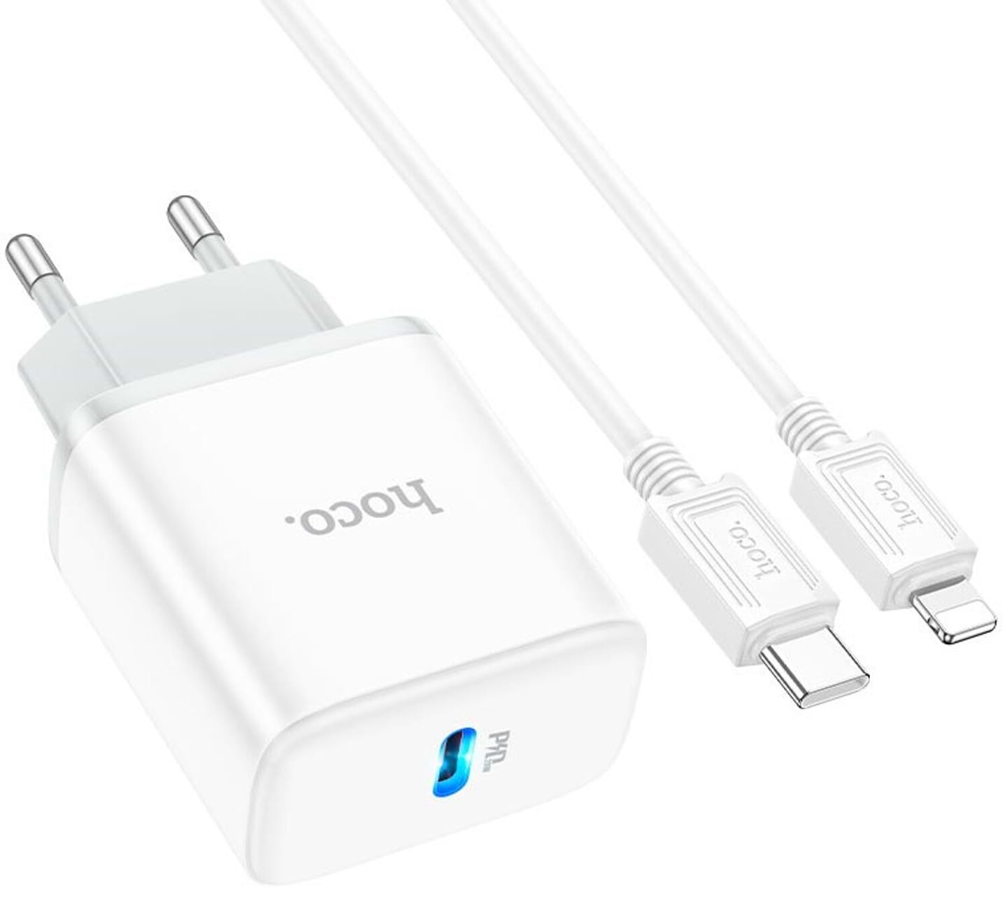 Мережевий зарядний пристрій HOCO C104A PD20W C to iP (EU) White (6931474782908) - Фото 1