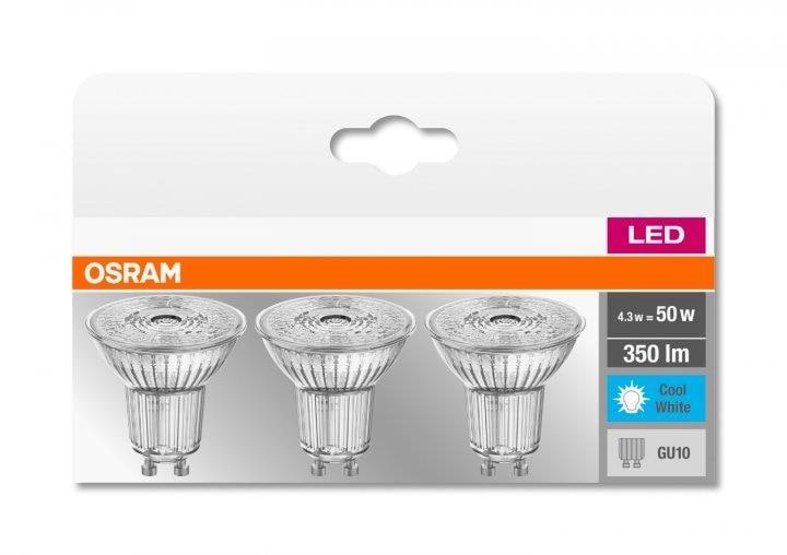 Лампочка світлодіодна Osram LED PAR16 4.3W 350Lm 4000К GU10 3 шт. (4058075818415)