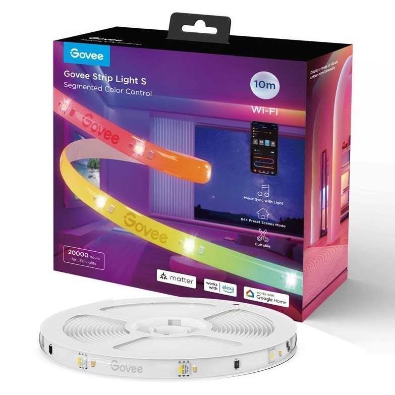 Светодиодная лента Govee H612C Strip Light S With Protective Coating 10m RGBICW, WI-FI/Bluetooth White (H612CCD1)