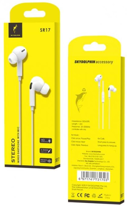 Фото - Навушники вкладиші дротові SkyDolphin SR17 Pro White (HF-000407)