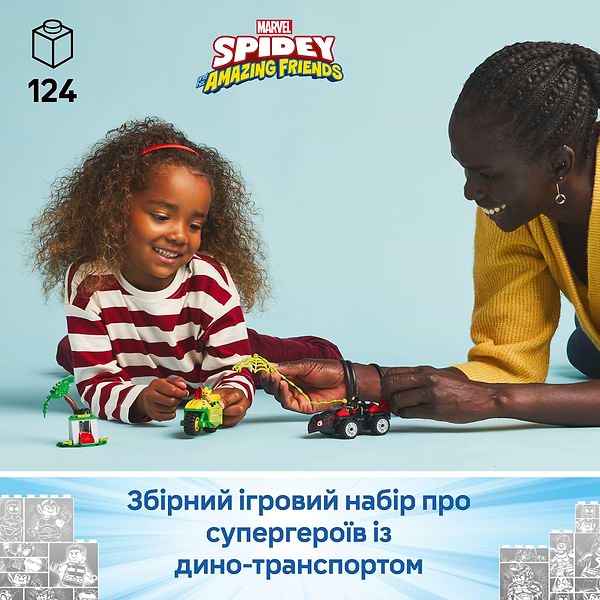 Фото - Конструктор LEGO Spidey Перегони на електромобілях з динозаврами (11198)