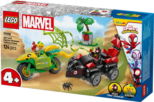 Фото - Конструктор LEGO Spidey Перегони на електромобілях з динозаврами (11198)