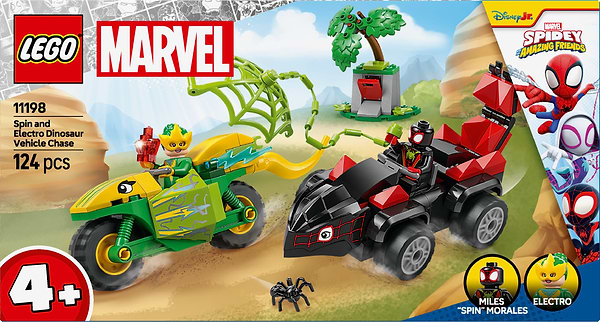 Фото - Конструктор LEGO Spidey Перегони на електромобілях з динозаврами (11198)