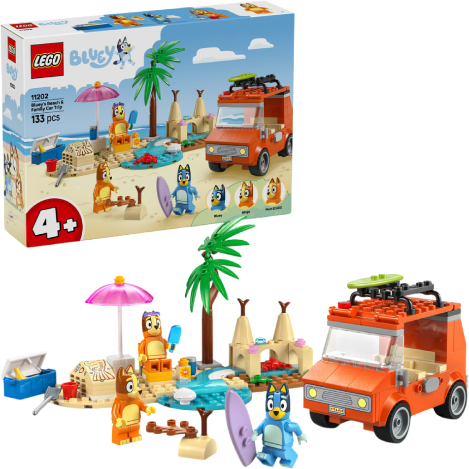 Конструктор LEGO Bluey Пляж і сімейна поїздка на автомобілі Блуї (11202) - Фото 1