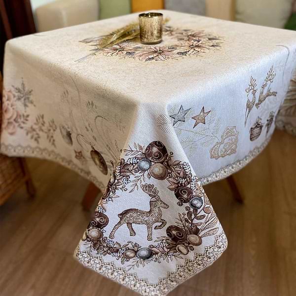Фото - Скатертина прямокутна Прованс 130х140 Золоті свята (016180)