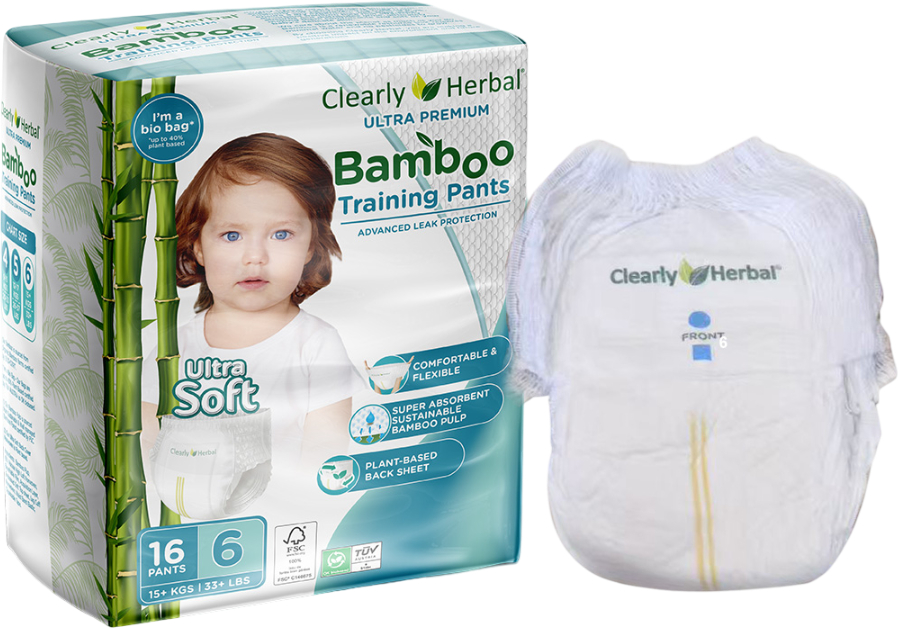 Одноразові підгузки-трусики Clealry Herbal Bamboo розмір 6 (15+ кг) 16 шт. (1126)