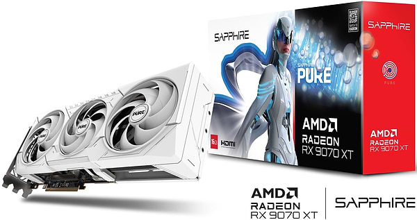 Фото - Видеокарта Sapphire Radeon RX 9070 XT 16GB GDDR6 PURE GAMING OC (11348-02-20G)