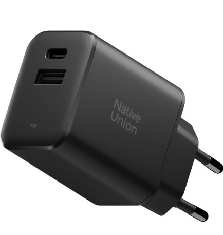 Фото - Мережевий зарядний пристрій Native Union Fast GaN Charger PD 45W Port Black (FAST-PD45AC-BLK-EU)