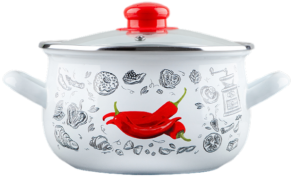 Фото - Каструля Gusto GT-T-118-WR Перчинка біла 18 см 3.1 л