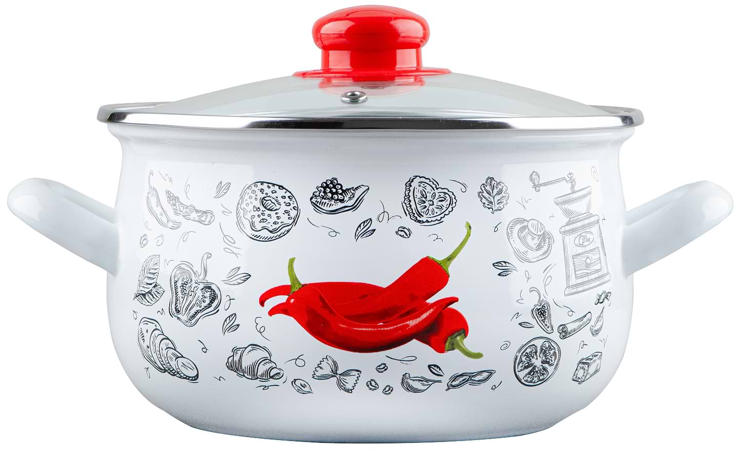 Каструля Gusto GT-T-122-WR Перчинка біла 22 см 5.1 л - Фото 1