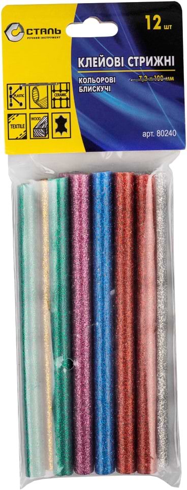 Стрижень для клейового пістолета Сталь 7.2х100 мм 12 шт. (80240)