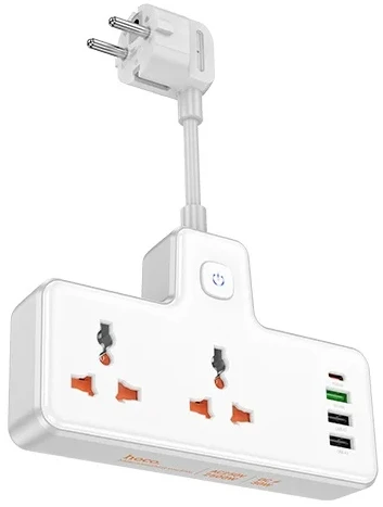 Мережевий фільтр HOCO AC12A Reise PD30W/1C3A 8.5 см White (6942007607100)