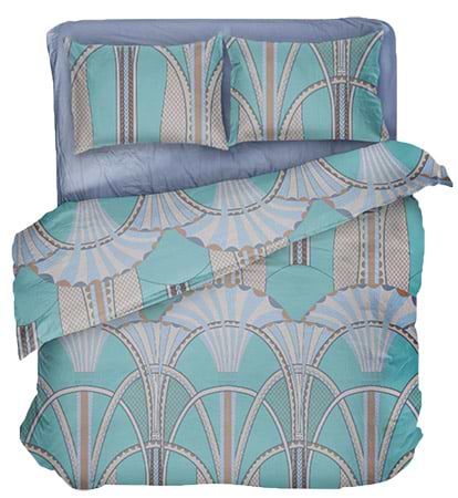 Комплект постельного белья Lelit Поплин Голубой с серым L-2042 семейный (1193912)