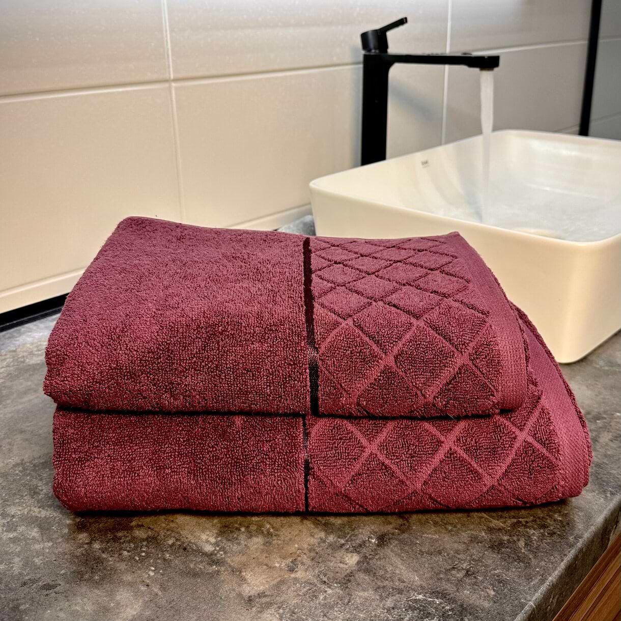 Рушник банний Lelit Ромби Винний  70/140 8073 (1199223)