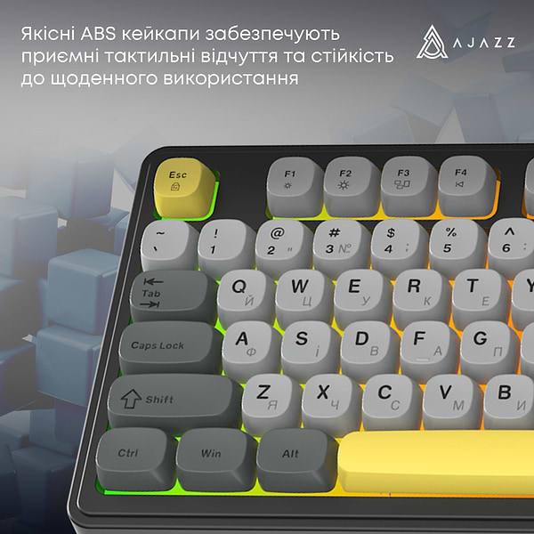Фото - Клавиатура проводная игровая Ajazz AF98 Black Gray Yellow (AF98-BGY)