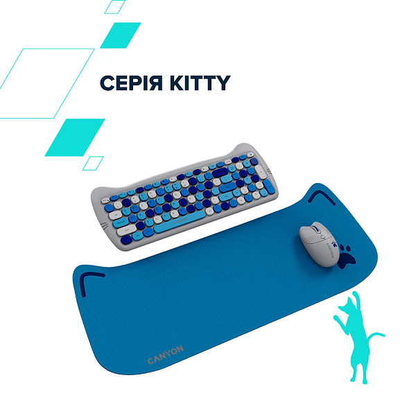 Фото - Клавиатура+мышь беспроводная Canyon HSET-W6 Kitty Edition Blue (CNS-HSETW6BL)